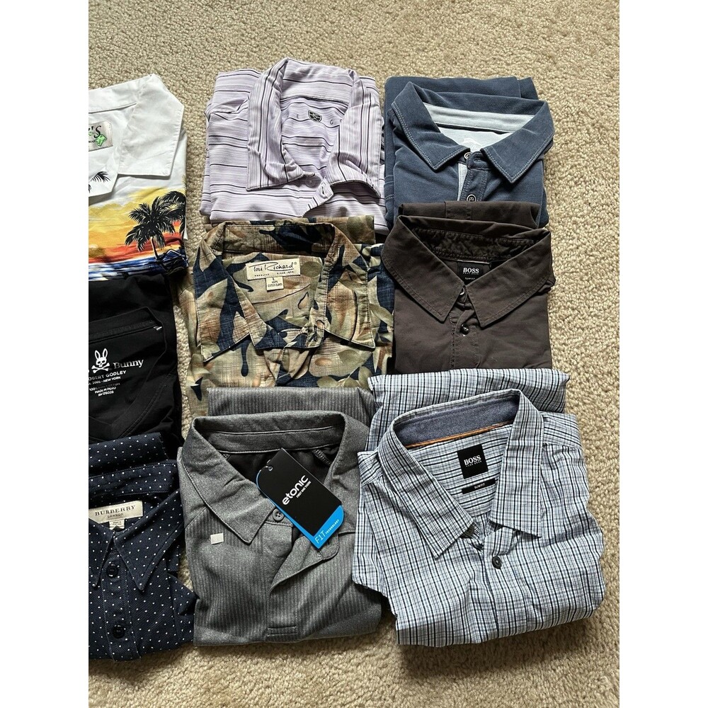 15 Item Mens Polo Shirt Reseller Lot Tommy Robert Tori Boss Nike Reyn Burberry - Picture 4 of 5